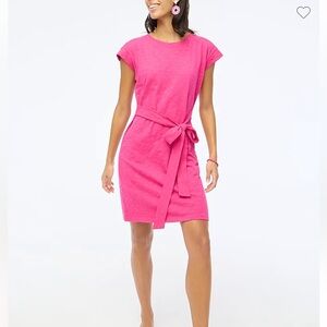 J.Crew Factory Short-Sleeve Tie-Waist T-Shirt Pink Dress